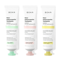 Three tubes of Boka Nano-Hydroxyapatite Toothpaste on a white background